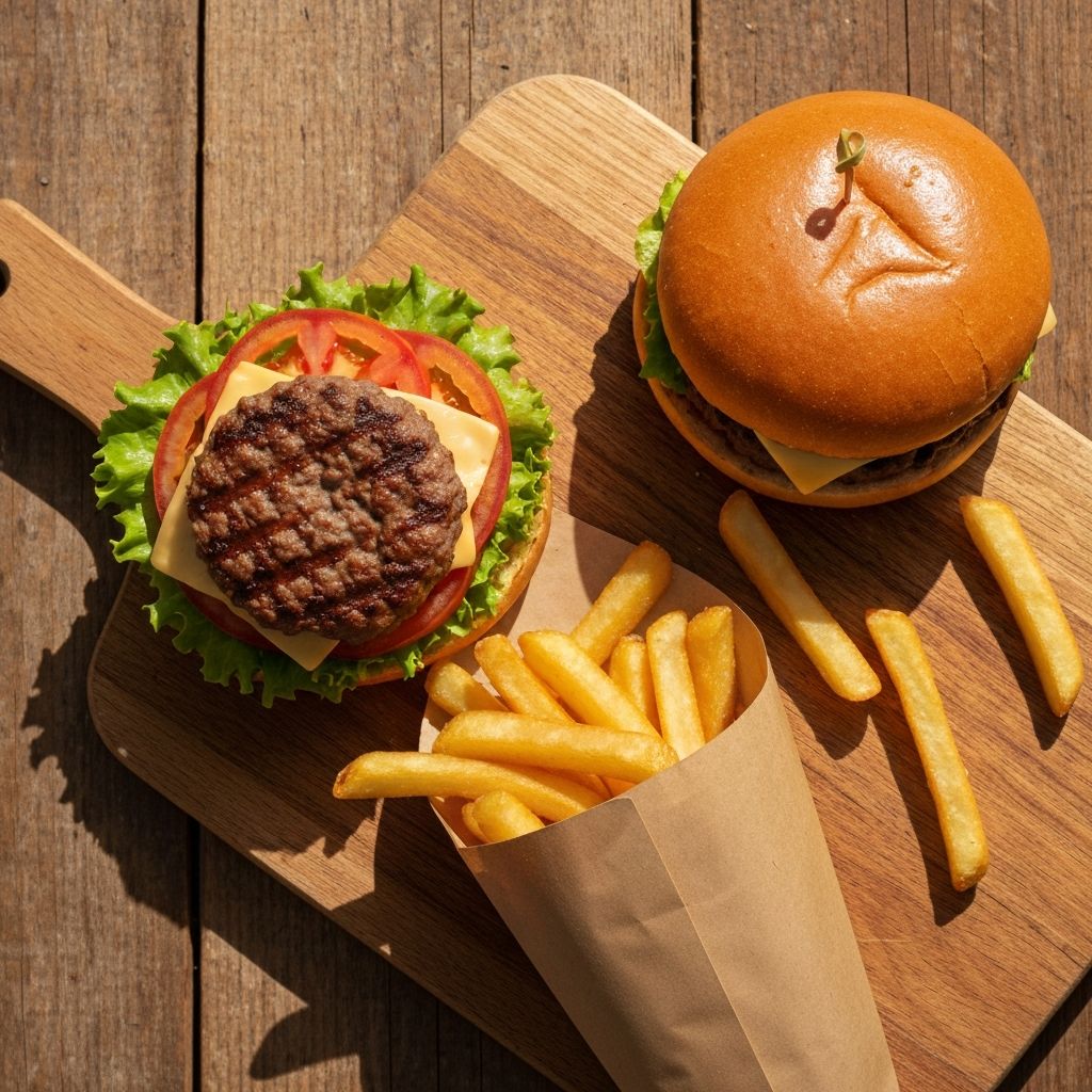 Delicious hamburger and golden hot chips from R U Hungry Minmi
